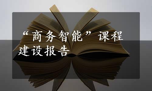 “商务智能”课程建设报告