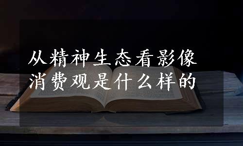 从精神生态看影像消费观是什么样的