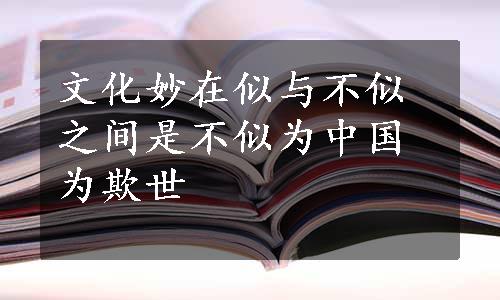 文化妙在似与不似之间是不似为中国为欺世