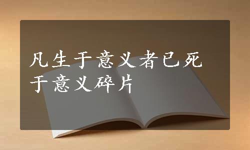 凡生于意义者已死于意义碎片