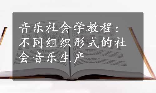 音乐社会学教程：不同组织形式的社会音乐生产