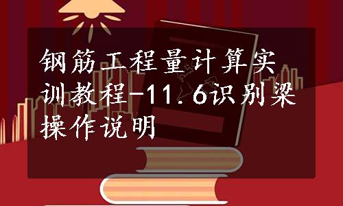 钢筋工程量计算实训教程-11.6识别梁操作说明