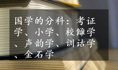 国学的分科：考证学、小学、校雠学、声韵学、训诂学、金石学