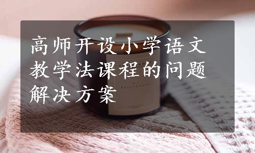 高师开设小学语文教学法课程的问题解决方案