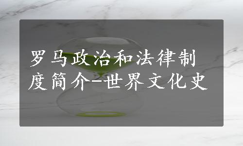 罗马政治和法律制度简介-世界文化史