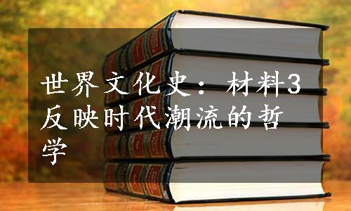 世界文化史：材料3反映时代潮流的哲学