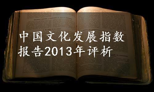 中国文化发展指数报告2013年评析