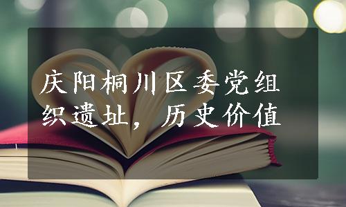 庆阳桐川区委党组织遗址，历史价值