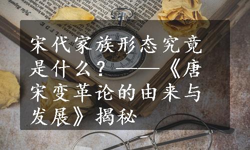 宋代家族形态究竟是什么？——《唐宋变革论的由来与发展》揭秘