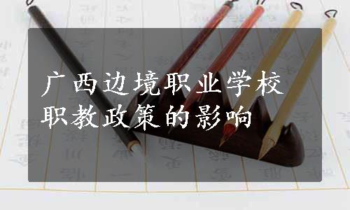 广西边境职业学校职教政策的影响