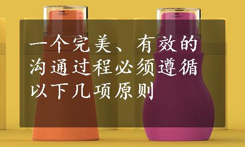 一个完美、有效的沟通过程必须遵循以下几项原则