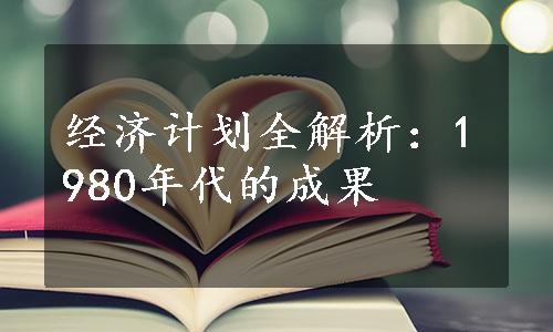 经济计划全解析：1980年代的成果