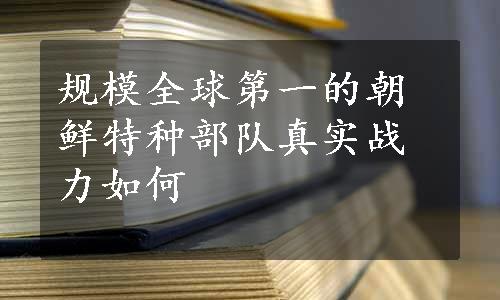 规模全球第一的朝鲜特种部队真实战力如何