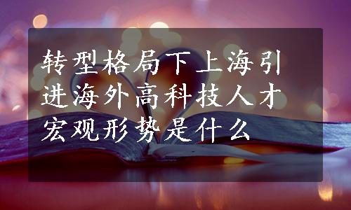 转型格局下上海引进海外高科技人才宏观形势是什么