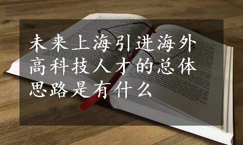 未来上海引进海外高科技人才的总体思路是有什么