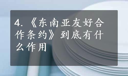 4.《东南亚友好合作条约》到底有什么作用