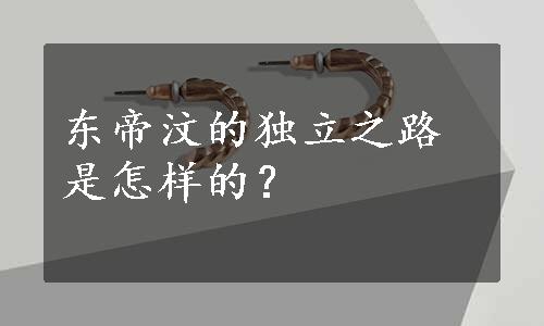 东帝汶的独立之路是怎样的？