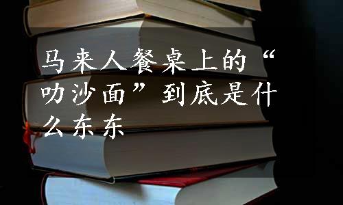 马来人餐桌上的“叻沙面”到底是什么东东