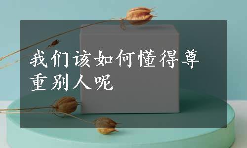 我们该如何懂得尊重别人呢