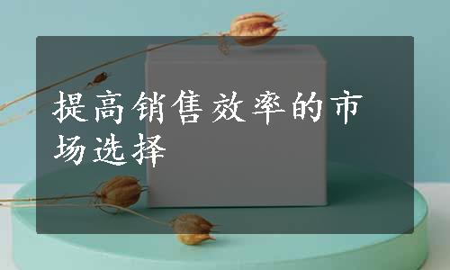 提高销售效率的市场选择