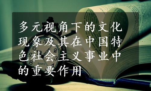 多元视角下的文化现象及其在中国特色社会主义事业中的重要作用