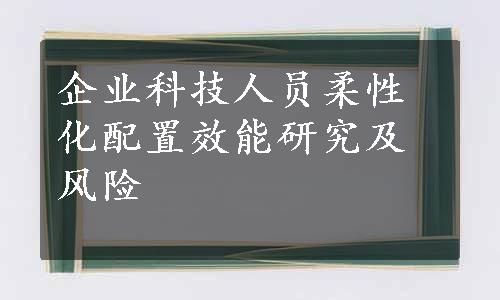 企业科技人员柔性化配置效能研究及风险