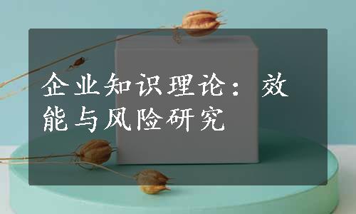 企业知识理论：效能与风险研究