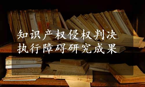 知识产权侵权判决执行障碍研究成果