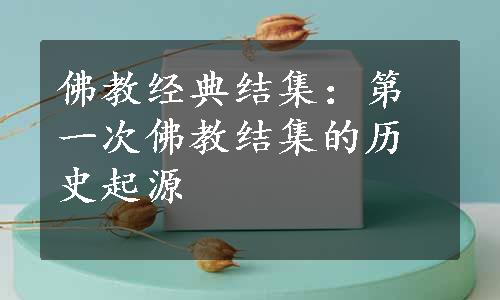 佛教经典结集：第一次佛教结集的历史起源