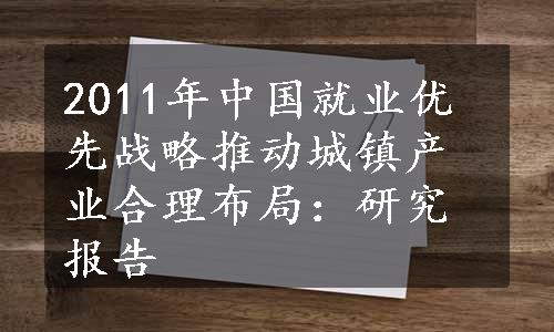 2011年中国就业优先战略推动城镇产业合理布局：研究报告