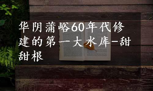 华阴蒲峪60年代修建的第一大水库-甜甜根