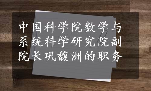 中国科学院数学与系统科学研究院副院长巩馥洲的职务