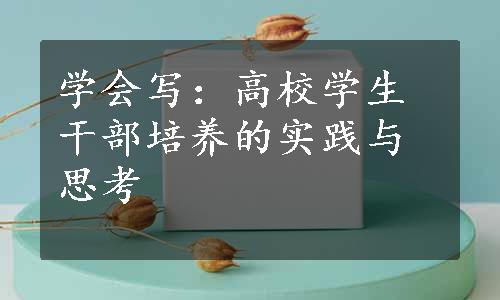 学会写：高校学生干部培养的实践与思考