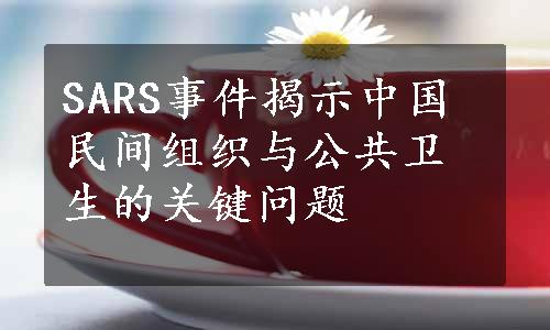 SARS事件揭示中国民间组织与公共卫生的关键问题