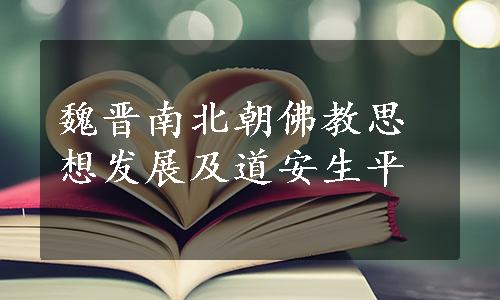 魏晋南北朝佛教思想发展及道安生平