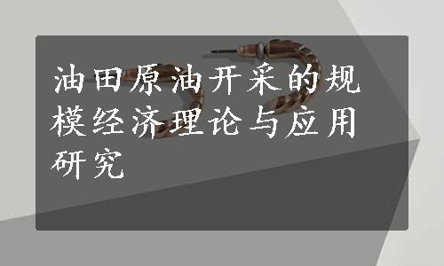 油田原油开采的规模经济理论与应用研究