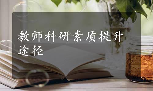 教师科研素质提升途径