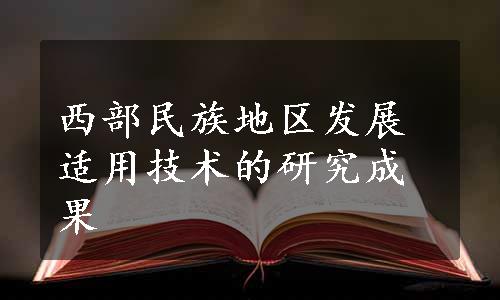 西部民族地区发展适用技术的研究成果