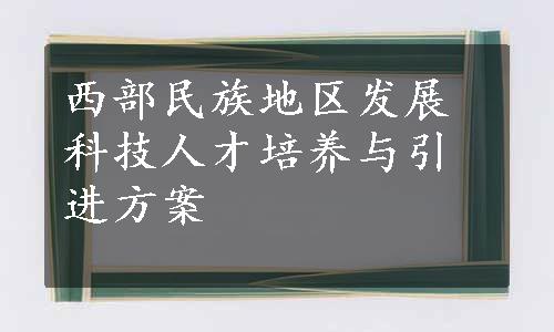 西部民族地区发展科技人才培养与引进方案