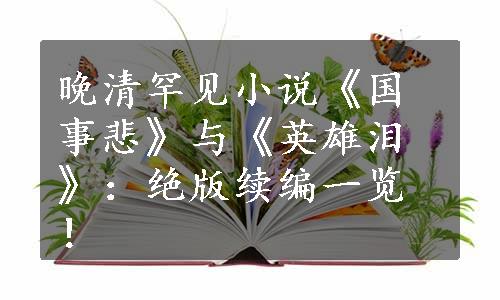 晚清罕见小说《国事悲》与《英雄泪》：绝版续编一览！