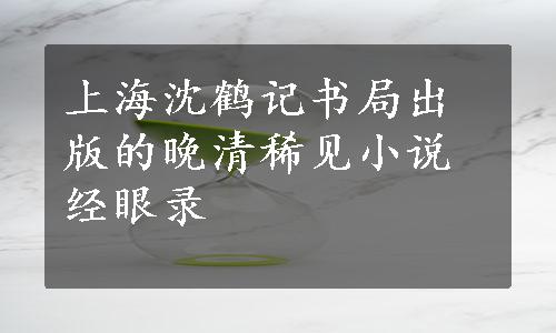 上海沈鹤记书局出版的晚清稀见小说经眼录