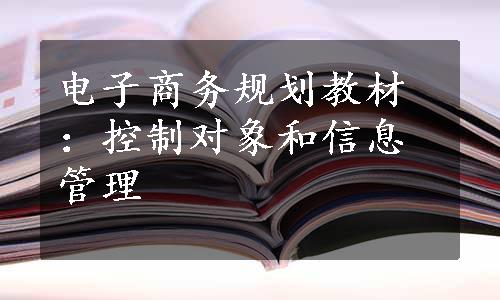 电子商务规划教材：控制对象和信息管理