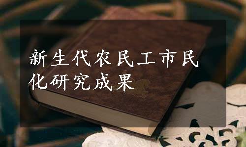 新生代农民工市民化研究成果