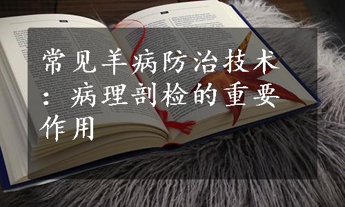 常见羊病防治技术：病理剖检的重要作用