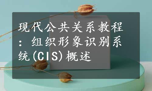 现代公共关系教程：组织形象识别系统(CIS)概述