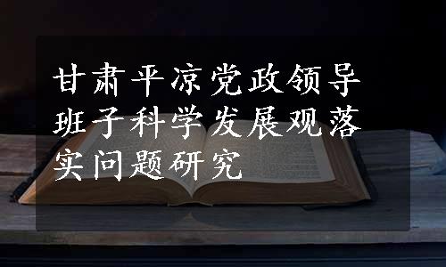 甘肃平凉党政领导班子科学发展观落实问题研究