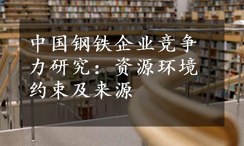 中国钢铁企业竞争力研究：资源环境约束及来源