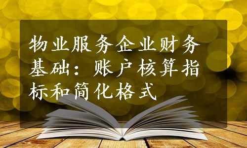 物业服务企业财务基础：账户核算指标和简化格式