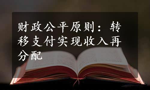 财政公平原则：转移支付实现收入再分配