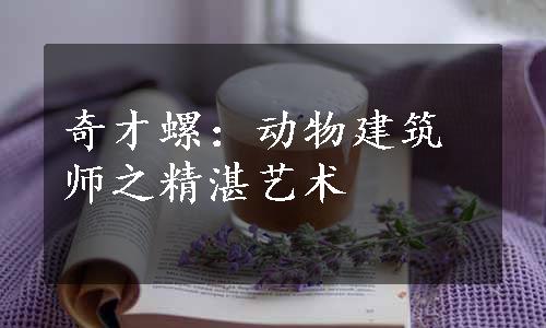 奇才螺：动物建筑师之精湛艺术